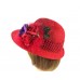 Red Derby Dress Church Hat Dew Drop Roses Marabou Wide Hatband Society Ladies  eb-64869276